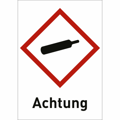 Gasflasche mit Text: Achtung (GHS 04) Gasflasche mit Text: Achtung (GHS 04)
