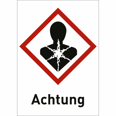 Gesundheitsgefahr mit Text: Achtung (GHS 08) Gesundheitsgefahr mit Text: Achtung (GHS 08)