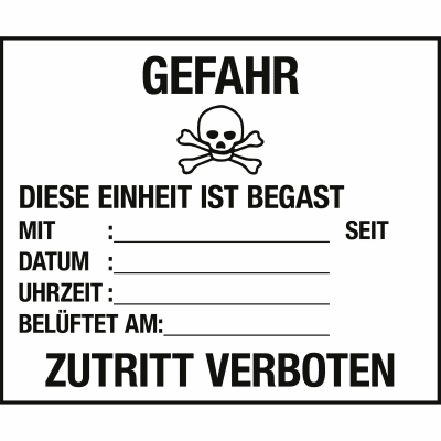 Gefahrzettel GEFAHR - DIESE EINHEIT IST BEGAST Gefahrzettel GEFAHR - DIESE EINHEIT IST BEGAST