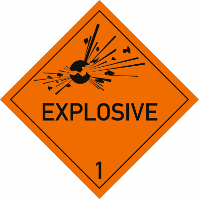 Explosive Stoffe, Aufschrift: EXPLOSIVE Explosive Stoffe, Aufschrift: EXPLOSIVE