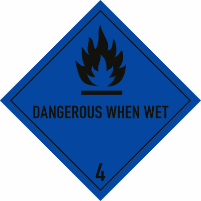 Gefahrgutetiketten Klasse 4.3 - Dangerous when wet Gefahrgutetiketten Klasse 4.3 - Dangerous when wet