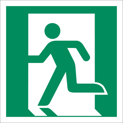 Notausgang links nach ISO 7010 (E 001) Notausgang links nach ISO 7010 (E 001)