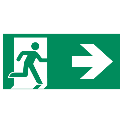 Rettungsweg rechts nach ISO 7010 (E 002), ISO 3864, ISO 16069 Rettungsweg rechts nach ISO 7010 (E 002), ISO 3864, ISO 16069