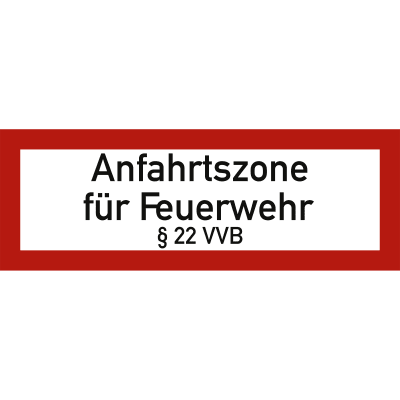 Anfahrtszone für Feuerwehr § 22 VVB nach DIN 4066 Anfahrtszone für Feuerwehr § 22 VVB nach DIN 4066