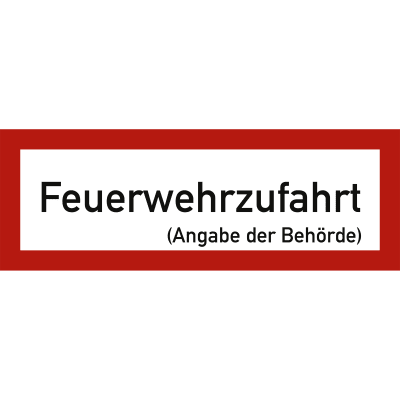 Feuerwehrzufahrt mit Angabe der Behörde nach DIN 4066 Feuerwehrzufahrt mit Angabe der Behörde nach DIN 4066