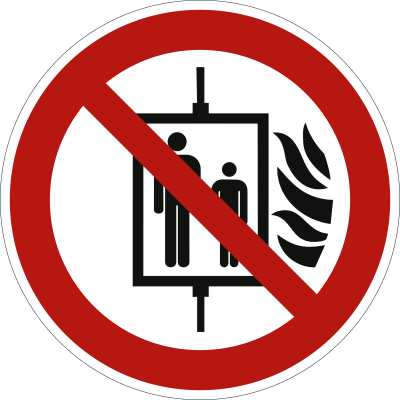Aufzug im Brandfall nicht benutzen nach ISO 7010 (P 020) Aufzug im Brandfall nicht benutzen nach ISO 7010 (P 020)