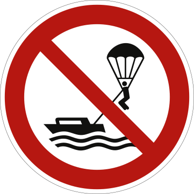 Parasailing verboten nach ISO 20712-1 (WSP 019) Parasailing verboten nach ISO 20712-1 (WSP 019)