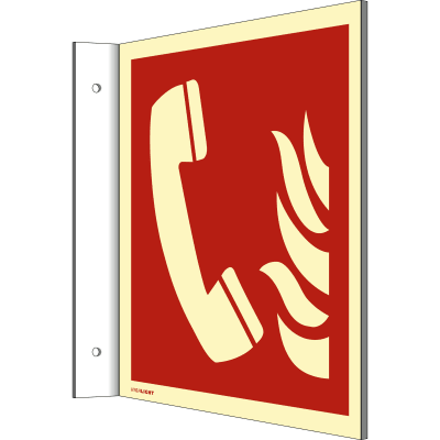 Fahnenschild Brandmeldetelefon nach DIN EN ISO 7010 Fahnenschild Brandmeldetelefon nach DIN EN ISO 7010