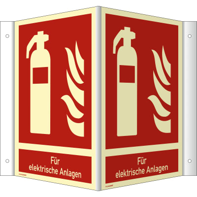 Nasen-/Winkelschild Feuerlöscher - Für elektrische Anlagen (ISO 7010) Nasen-/Winkelschild Feuerlöscher - Für elektrische Anlagen (ISO 7010)
