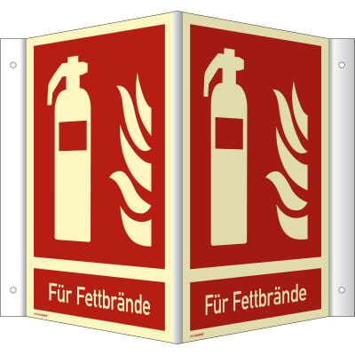 Nasen-/Winkelschild Feuerlöscher - Für Fettbrände (ISO 7010)