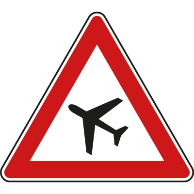 Flugbetrieb, Aufstellung rechts - Verkehrsschild VZ 101-10 Flugbetrieb, Aufstellung rechts - Verkehrsschild VZ 101-10