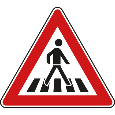 Fußgängerüberweg, Aufstellung links - Verkehrsschild VZ 101-21 Fußgängerüberweg, Aufstellung links - Verkehrsschild VZ 101-21
