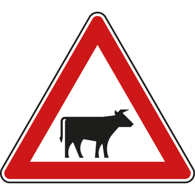 Viehtrieb, Aufstellung links - Verkehrsschild VZ 101-22 Viehtrieb, Aufstellung links - Verkehrsschild VZ 101-22