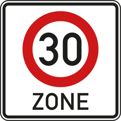 Beginn einer Tempo 30-Zone - Verkehrsschild VZ 274.1 Beginn einer Tempo 30-Zone - Verkehrsschild VZ 274.1