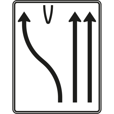 Überleitungstafel 1-streifig nach links und 2-streifig geradeaus - Verkehrszeichen VZ 501-17 Überleitungstafel 1-streifig nach links und 2-streifig geradeaus - Verkehrszeichen VZ 501-17