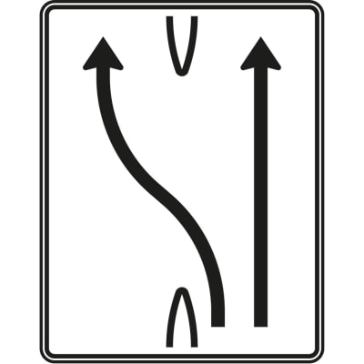Überleitungstafel 1-streifig nach links und 1-streifig geradeaus - Verkehrszeichen VZ 501-16 Überleitungstafel 1-streifig nach links und 1-streifig geradeaus - Verkehrszeichen VZ 501-16