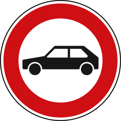 Verbot für Personenkraftwagen - Verkehrsschild VZ 257-55