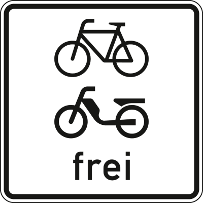 Radverkehr und Mofas frei - Verkehrsschild VZ 1022-14 Radverkehr und Mofas frei - Verkehrsschild VZ 1022-14