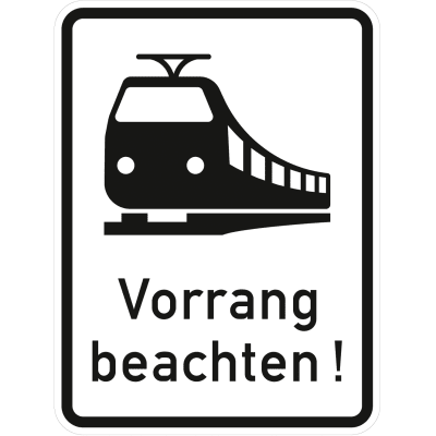 Schienenbahn Vorrang beachten! - Verkehrsschild VZ 2811 Schienenbahn Vorrang beachten! - Verkehrsschild VZ 2811