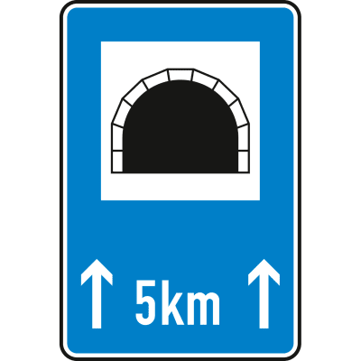 Tunnel, mit Längenangabe in km - Verkehrsschild VZ 327-51 Tunnel, mit Längenangabe in km - Verkehrsschild VZ 327-51