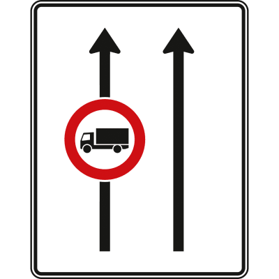 Fahrstreifentafel ohne Gegenverkehr, 2-streifig in Fahrtrichtung (mit VZ 253) - Verkehrszeichen VZ 524-30 Fahrstreifentafel ohne Gegenverkehr, 2-streifig in Fahrtrichtung (mit VZ 253) - Verkehrszeichen VZ 524-30