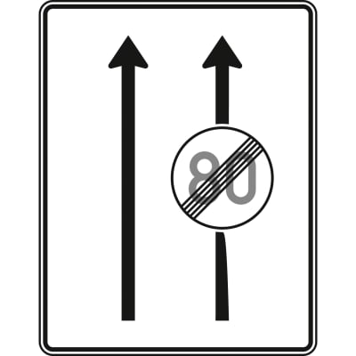 Fahrstreifentafel ohne Gegenverkehr, 2-streifig in Fahrtrichtung (mit VZ 278) - Verkehrszeichen VZ 537-30 Fahrstreifentafel ohne Gegenverkehr, 2-streifig in Fahrtrichtung (mit VZ 278) - Verkehrszeichen VZ 537-30