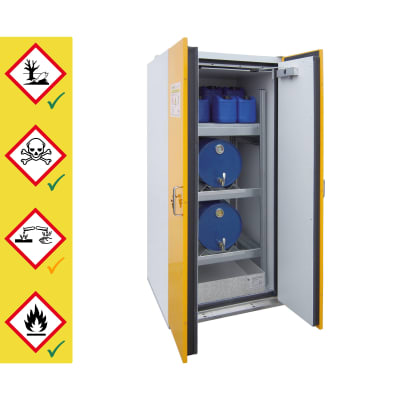 Sicherheits-Fass-Schrank für liegende Fässer (übereinander) oder Kleingebinde - storeLAB® Sicherheits-Fass-Schrank für liegende Fässer (übereinander) oder Kleingebinde - storeLAB®