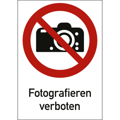 Kombischild Fotografieren verboten (ISO 7010) Kombischild Fotografieren verboten (ISO 7010)