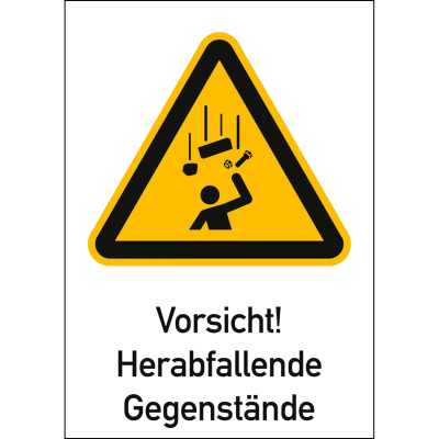 Kombischild Vorsicht! Herabfallende Gegenstände (ISO 7010) Kombischild Vorsicht! Herabfallende Gegenstände (ISO 7010)