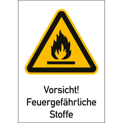 Kombischild Vorsicht! Feuergefährliche Stoffe (ISO 7010) Kombischild Vorsicht! Feuergefährliche Stoffe (ISO 7010)