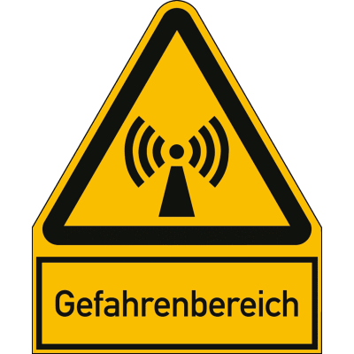 Warnschild Gefahrenbereich mit Symbol und Text (ISO 7010) Warnschild Gefahrenbereich mit Symbol und Text (ISO 7010)