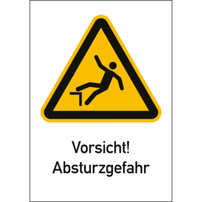 Kombischild Vorsicht! Absturzgefahr (ISO 7010) Kombischild Vorsicht! Absturzgefahr (ISO 7010)