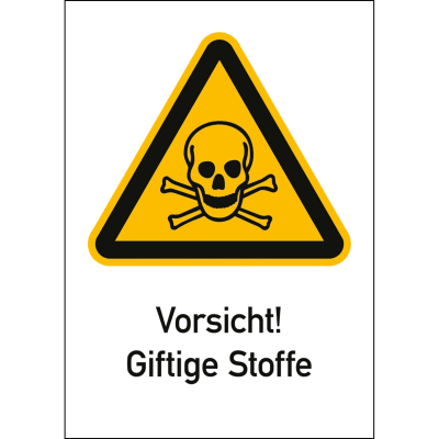 Kombischild Vorsicht! Giftige Stoffe (ISO 7010) Kombischild Vorsicht! Giftige Stoffe (ISO 7010)