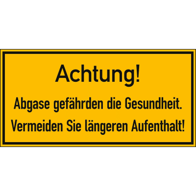 Achtung! Abgase gefährden die Gesundheit. Vermeiden Sie längeren Aufenthalt! Achtung! Abgase gefährden die Gesundheit. Vermeiden Sie längeren Aufenthalt!