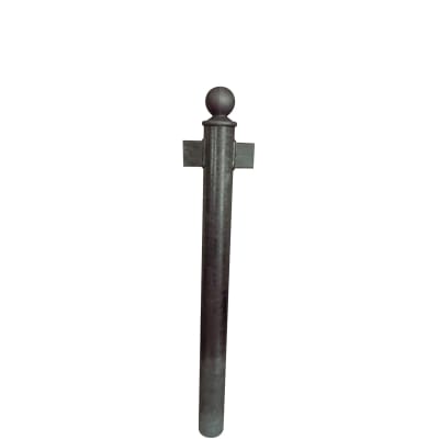 Rabattengeländer mit Querholm aus Flachstahl und Zier-Poller Rabattengeländer mit Querholm aus Flachstahl und Zier-Poller