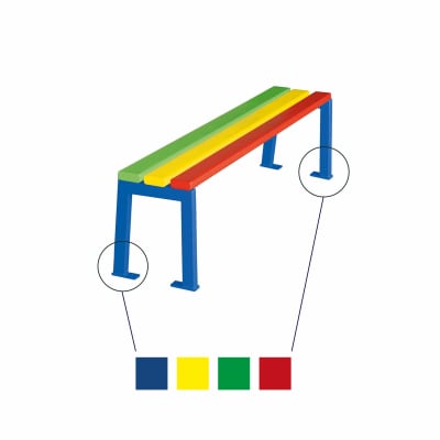 Bunte SILAOS® Kinderbank für Grundschulen ohne Rückenlehne Bunte SILAOS® Kinderbank für Grundschulen ohne Rückenlehne