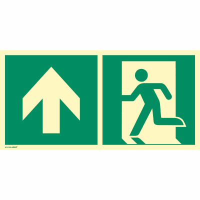 Kombischild Notausgang nach oben (Pfeil links) nach ISO 7010 (E 001), ISO 3864, ISO 16069 Kombischild Notausgang nach oben (Pfeil links) nach ISO 7010 (E 001), ISO 3864, ISO 16069
