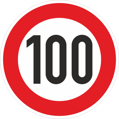 Zulässige Höchstgeschwindigkeit 100 km/h (Verkehrsschild Nr. 274-100) Zulässige Höchstgeschwindigkeit 100 km/h (Verkehrsschild Nr. 274-100)