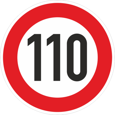 Zulässige Höchstgeschwindigkeit 110 km/h (Verkehrsschild Nr. 274-110)