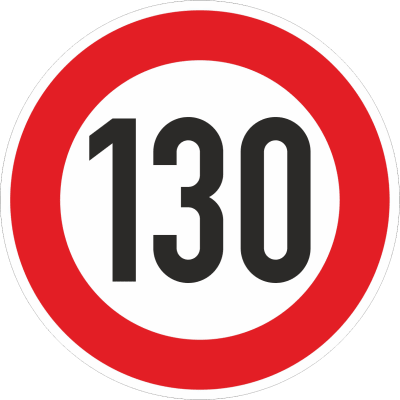 Zulässige Höchstgeschwindigkeit 130 km/h (Verkehrsschild Nr. 274-130) Zulässige Höchstgeschwindigkeit 130 km/h (Verkehrsschild Nr. 274-130)