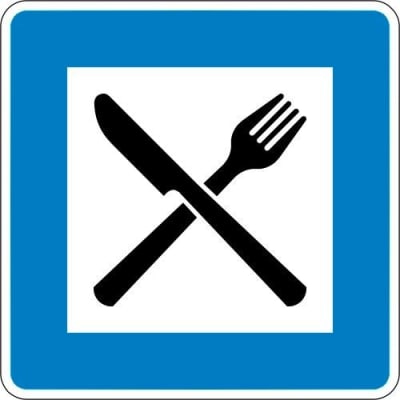 Autobahn-Hinweisschild Autobahngasthaus - VZ 365-56
