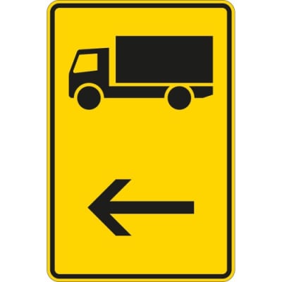 Wegweiser für KFZ mit einer zulässigen Gesamtmasse über 3,5 t, hier links (Verkehrsschild Nr. 422-10) Wegweiser für KFZ mit einer zulässigen Gesamtmasse über 3,5 t, hier links (Verkehrsschild Nr. 422-10)