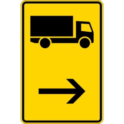 Wegweiser für KFZ mit einer zulässigen Gesamtmasse über 3,5 t, hier rechts (Verkehrsschild Nr. 422-20) Wegweiser für KFZ mit einer zulässigen Gesamtmasse über 3,5 t, hier rechts (Verkehrsschild Nr. 422-20)