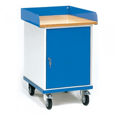 Rollschrank mit Arbeitsplatte und Flügeltürschrank  - Tragkraft 150 kg