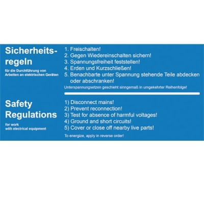 Gebotszeichen - 5 Sicherheitsregeln deutsch/englisch Gebotszeichen - 5 Sicherheitsregeln deutsch/englisch