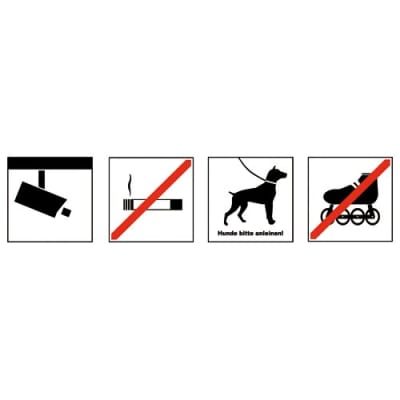 Verbotszeichen mit 4 Symbolen Verbotszeichen mit 4 Symbolen