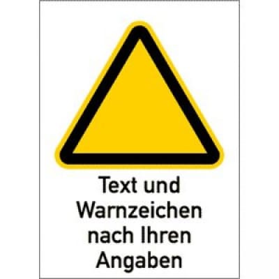Warnzeichen mit Text und Standardsymbol nach Ihren Angaben - Kombischild Warnzeichen mit Text und Standardsymbol nach Ihren Angaben - Kombischild