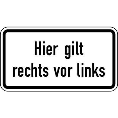 Hier gilt rechts vor links Zusatzzeichen VZ 2804 Hier gilt rechts vor links Zusatzzeichen VZ 2804