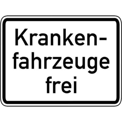 Krankenfahrzeuge frei Zusatzschild VZ 1026-34