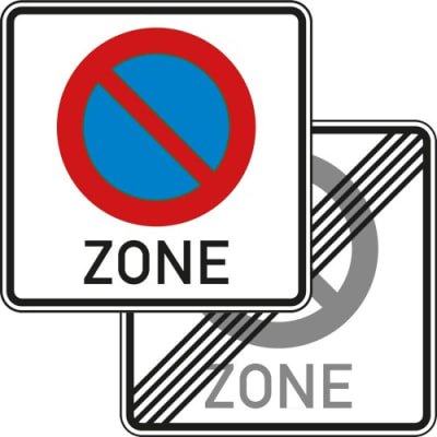 Eingeschränktes Haltverbot für eine Zone Verkehrsschild Eingeschränktes Haltverbot für eine Zone Verkehrsschild